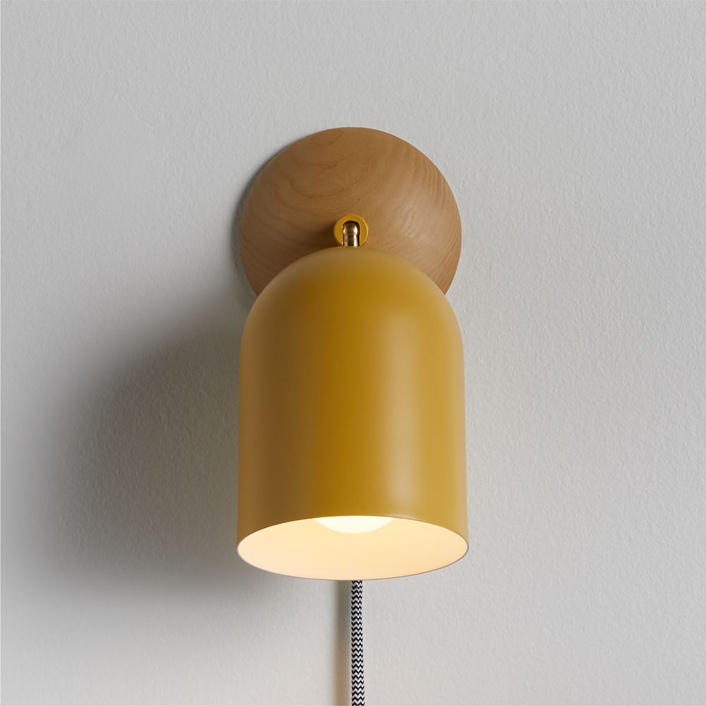 Pixi Adjustable Ocher Metal and Wood Wall Sconce