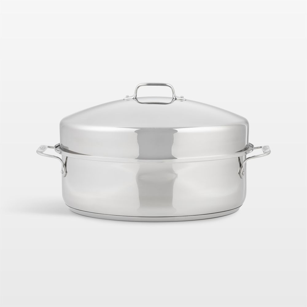 All-Clad 15" Stainless Steel Oval Roasting Pan with Rack and Lid