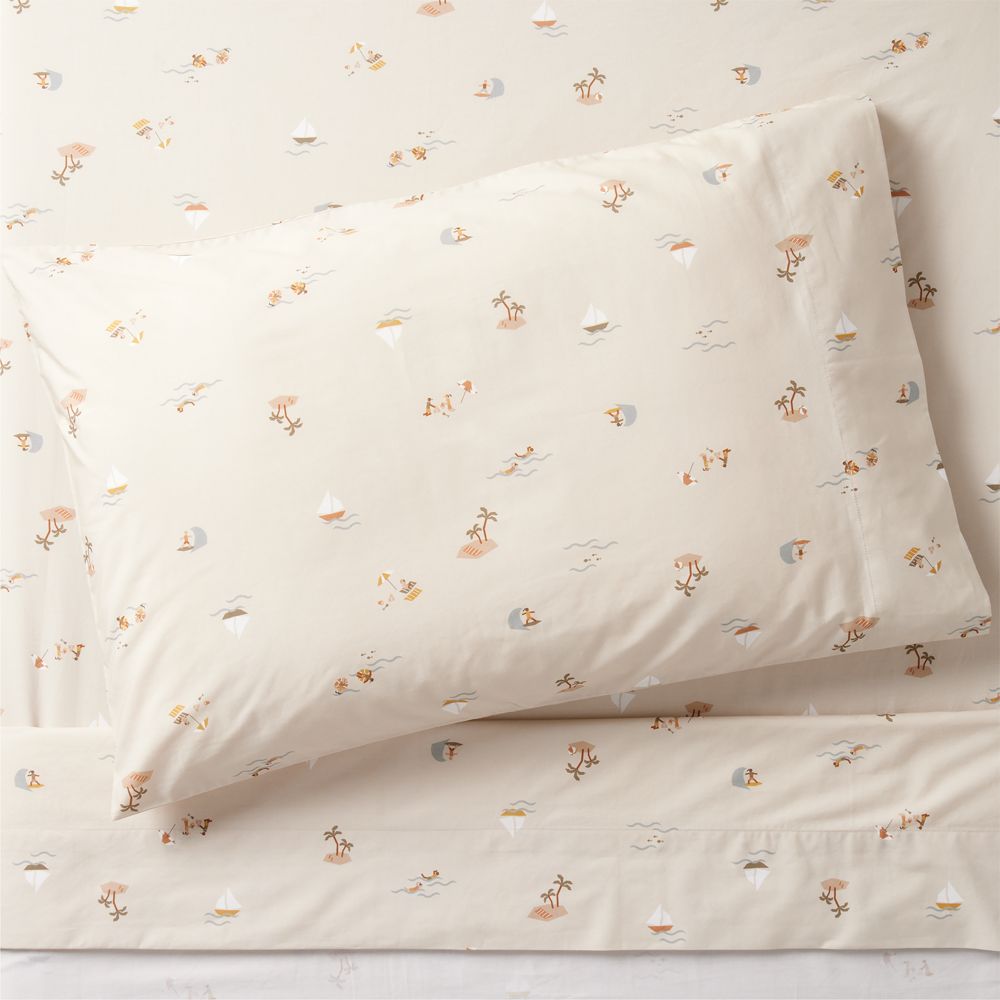 Stay Cool Beach Scene Organic Cotton Kids Sheet Set