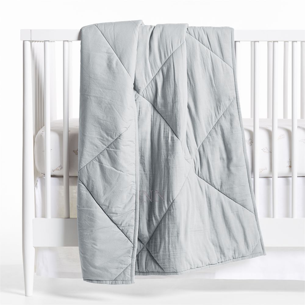 Supersoft Mist Blue 100% Organic Cotton Baby Crib Quilt