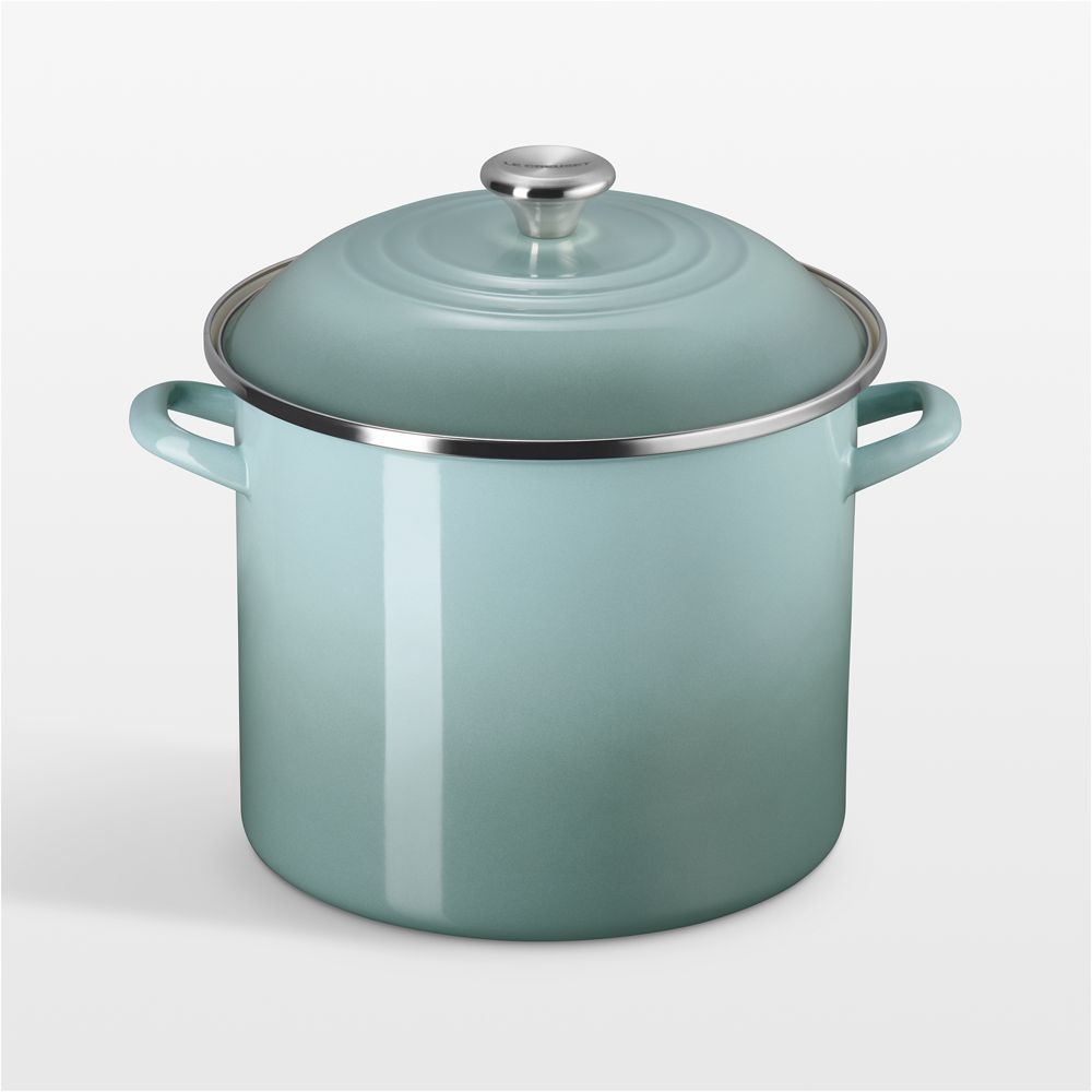 Le Creuset 12-Qt. Sea Salt Enameled Steel Stockpot with Stainless Steel Knob