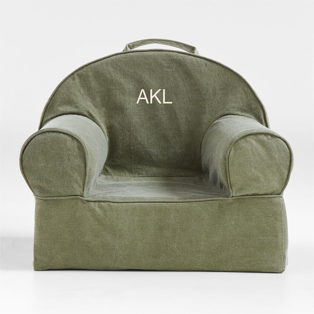 Small Cyprus Green Organic Cotton Kids Lounge Nod Chair