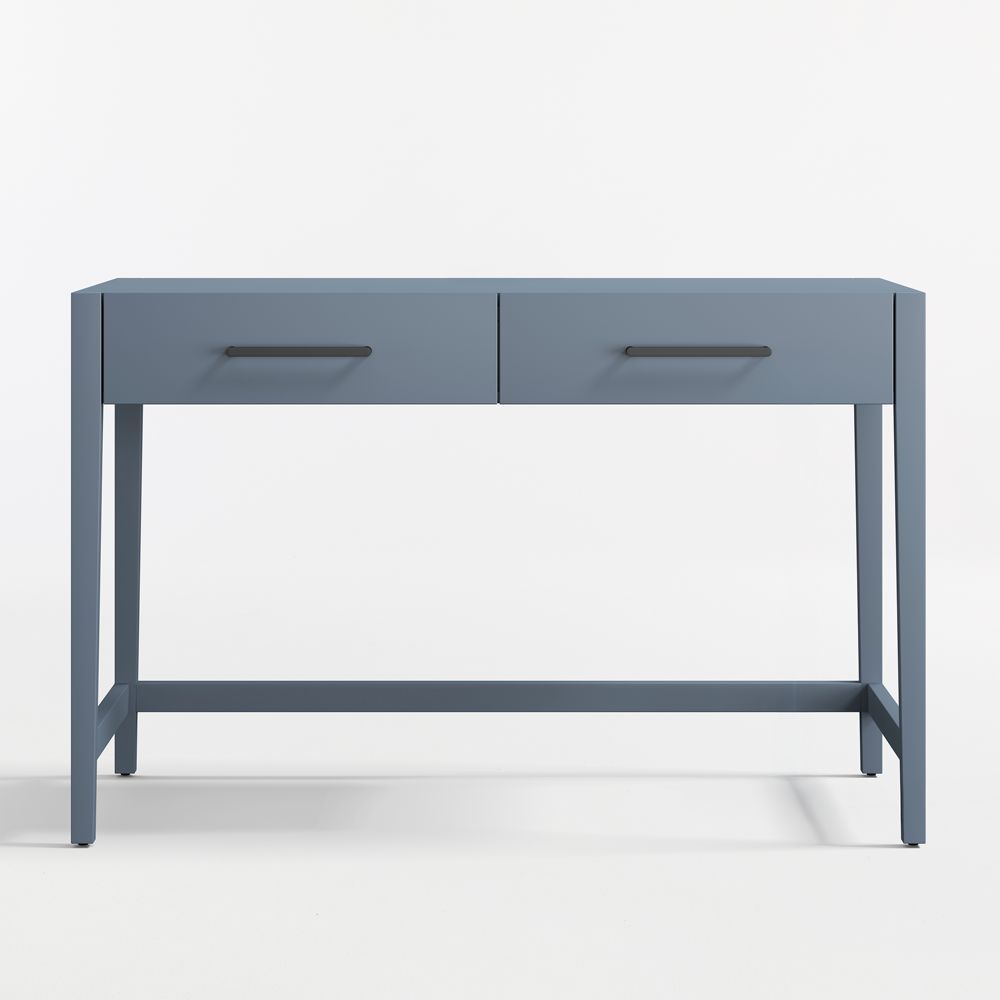 Ever Simple 47" Slate Blue Wood Wide 2-Drawer Kids Desk