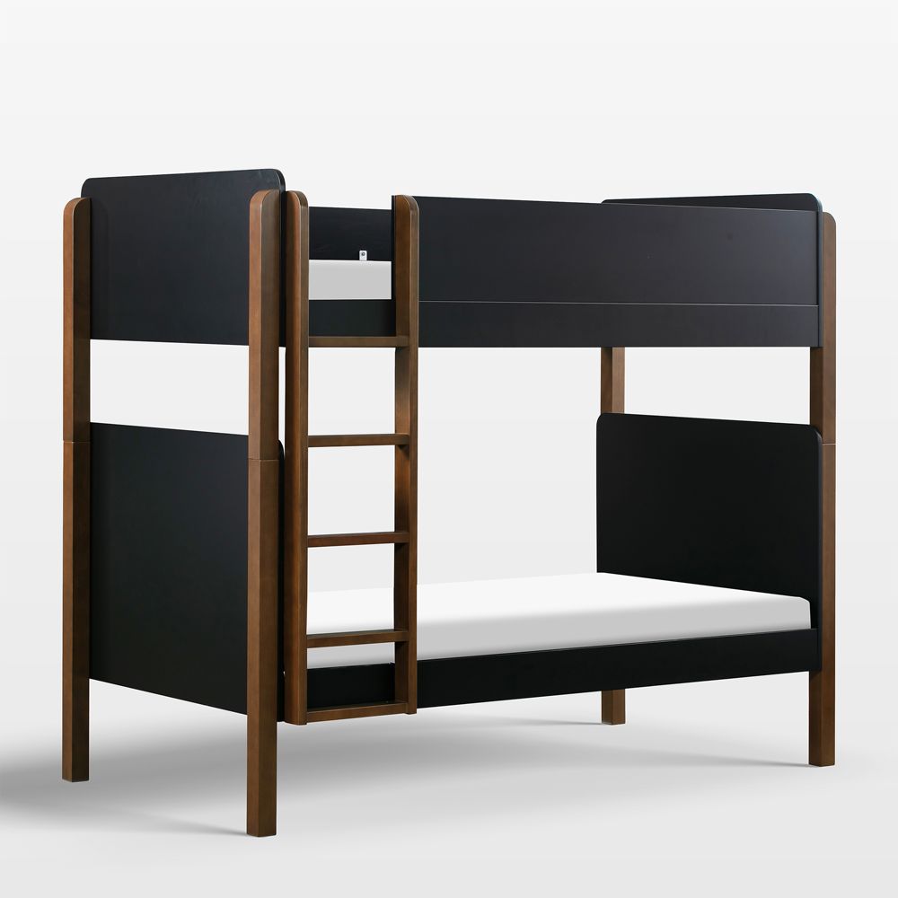 Babyletto TipToe Natural Walnut & Black Wood Kids Bunk Bed