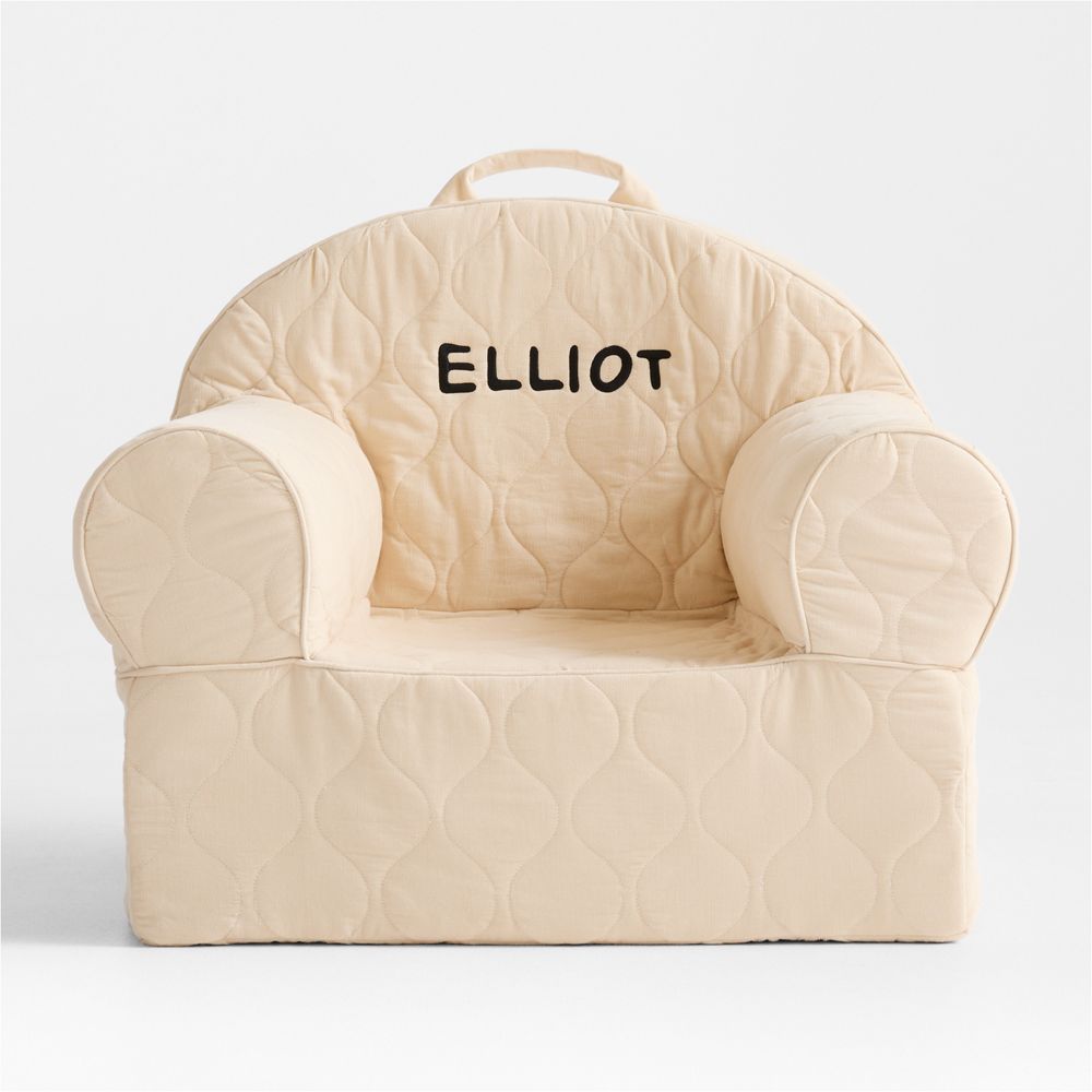 Large Oatmeal Organic Cotton Quilted Corduroy Kids Lounge Nod Chair