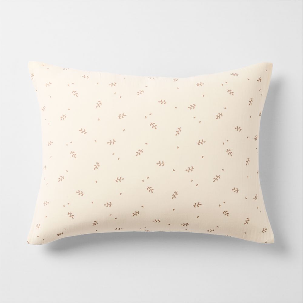 Supersoft Undyed Leaf Print Organic Cotton Gauze Kids Pillow Sham