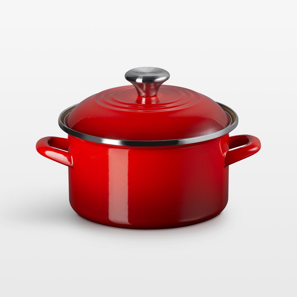 Le Creuset 3.8-Qt. Cerise Enameled Steel Petite Stockpot with Stainless Steel Knob