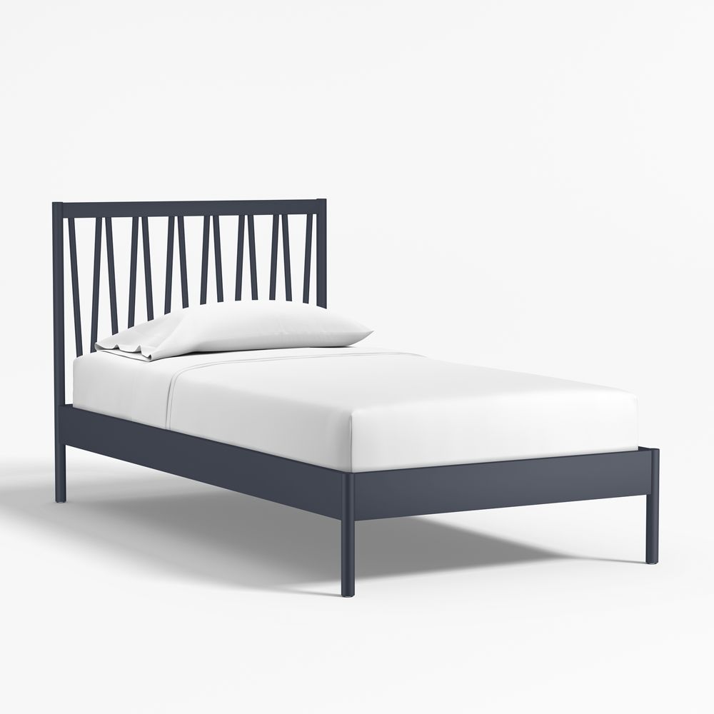 Classic Navy Blue Wood Kids Bed