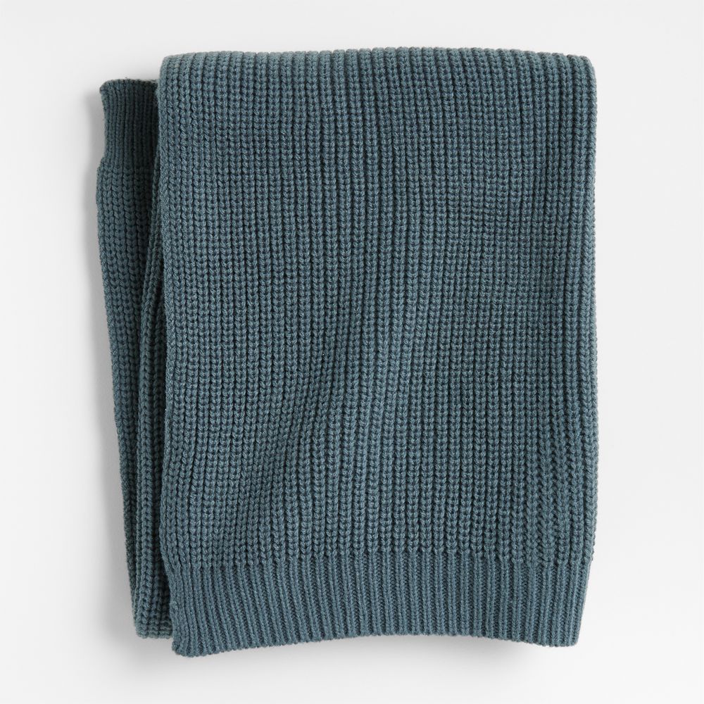 Rib Knit Slate Blue Recycled Baby Stroller Blanket