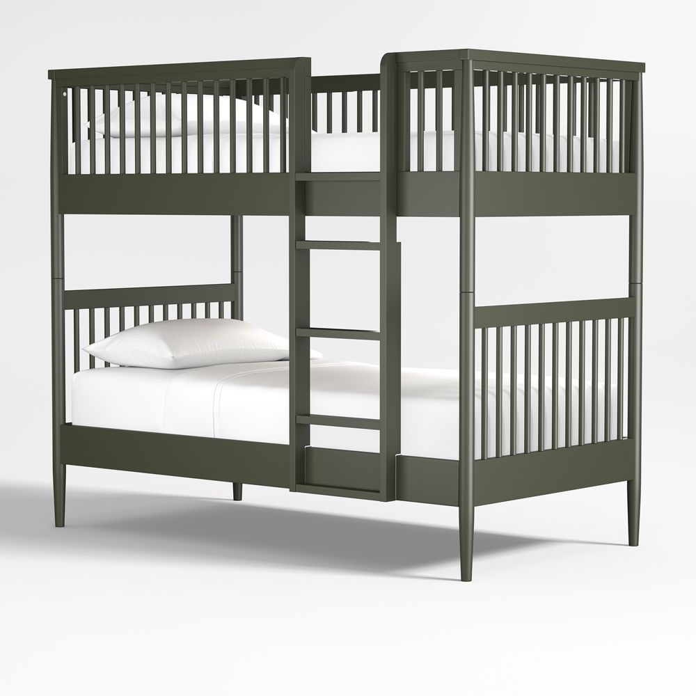 Hampshire Olive Green Wood Kids Twin Bunk Bed
