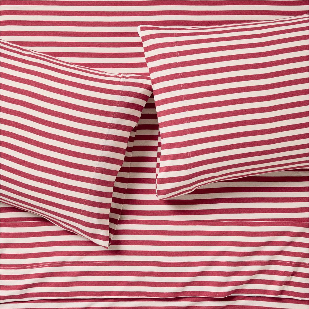 Comfy Tee Red Currant Striped Organic Cotton Jersey Kids Sheet Set