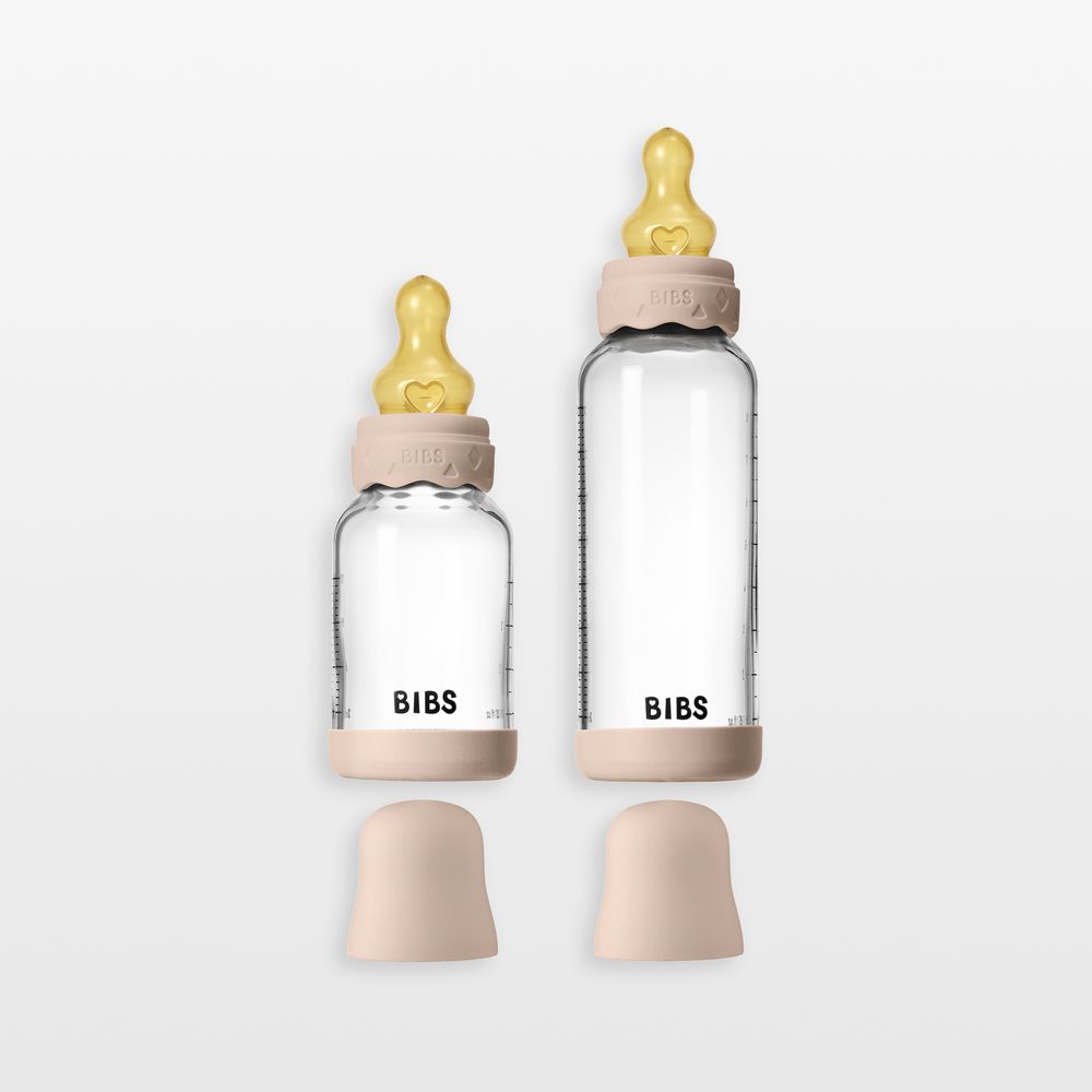 BIBS 4oz and 8oz Boheme Blush Glass Baby Bottle with Latex Nipple