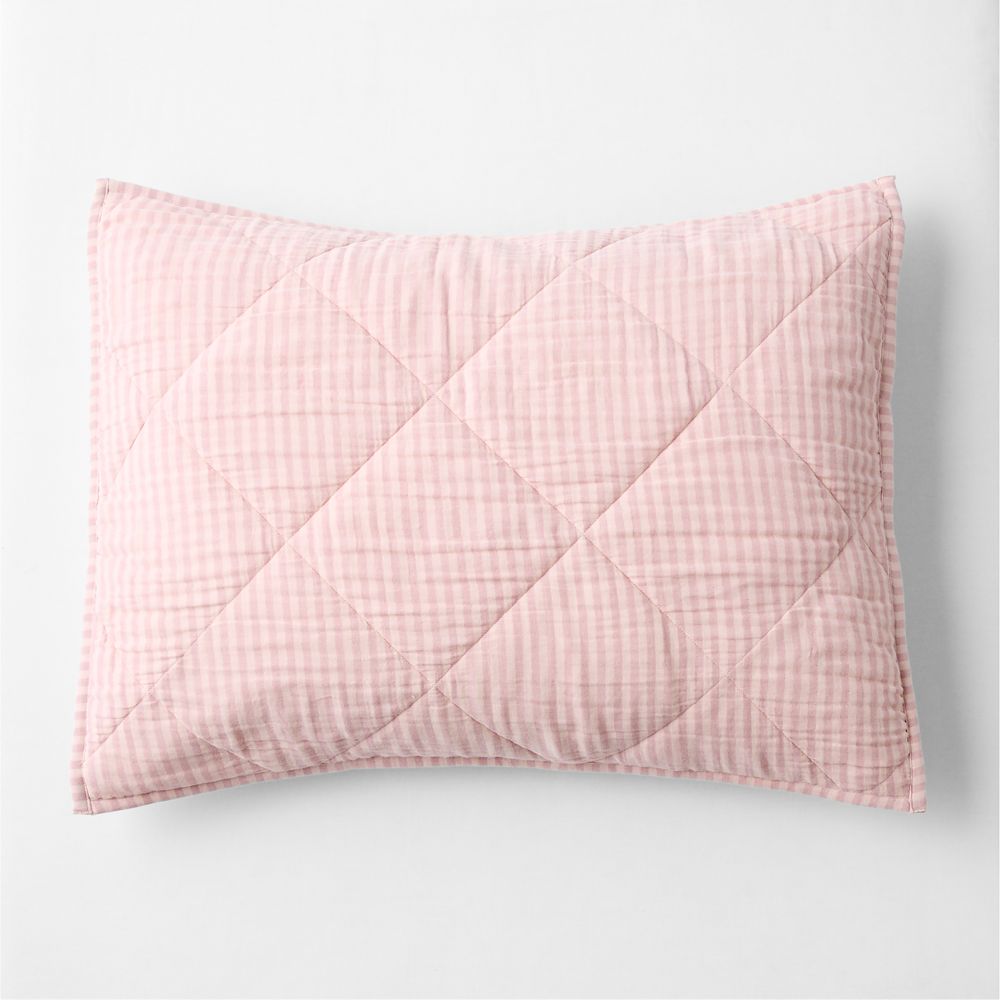 Supersoft Lilac Rose Striped Organic Cotton Gauze Kids Quilted Pillow Sham