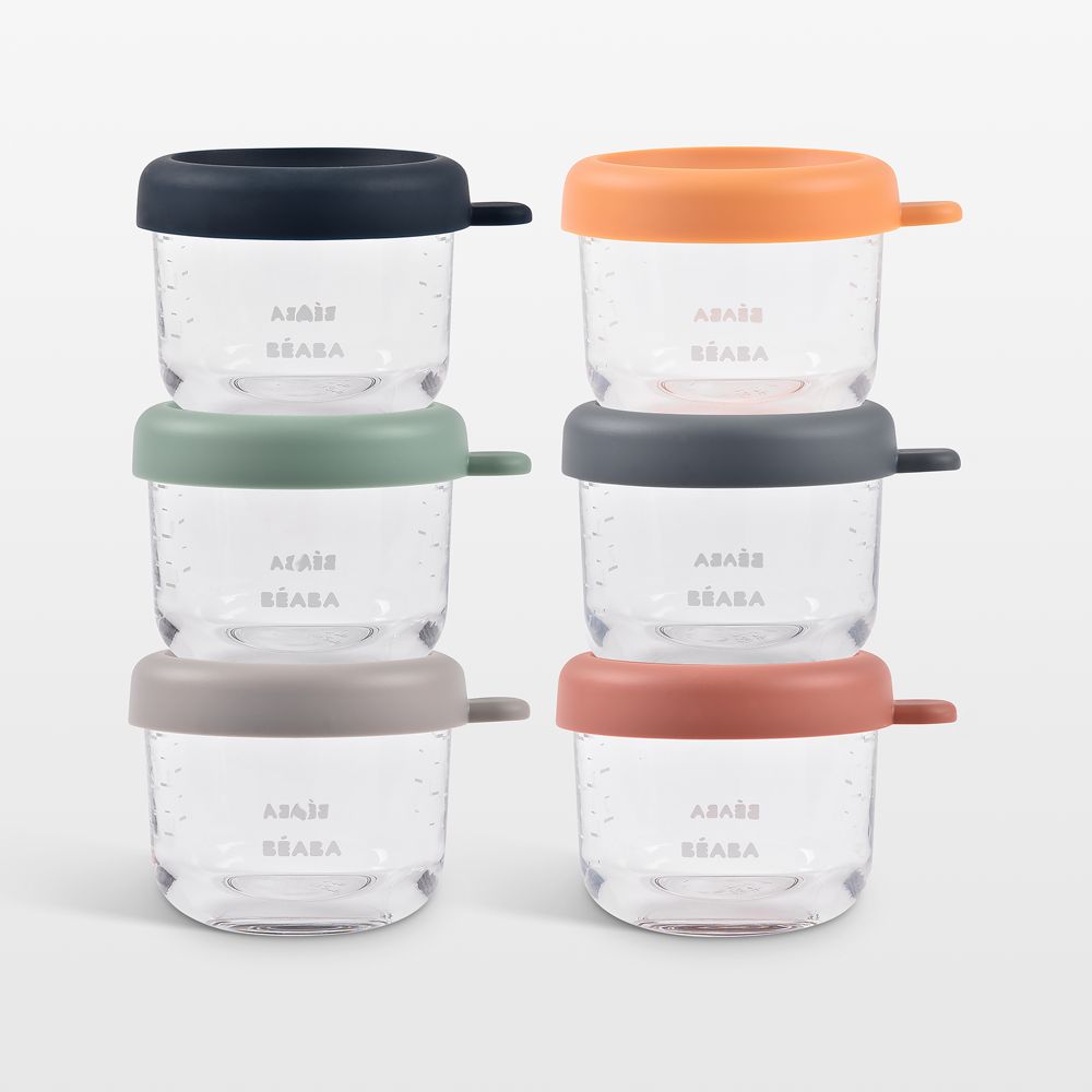 BEABA 5oz Glass Baby Food Jars, Set of 6
