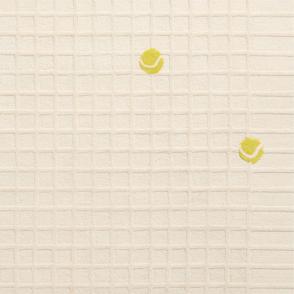 Racket Plaid Ivory Wool Kids Area Rug Swatch by Venus Williams