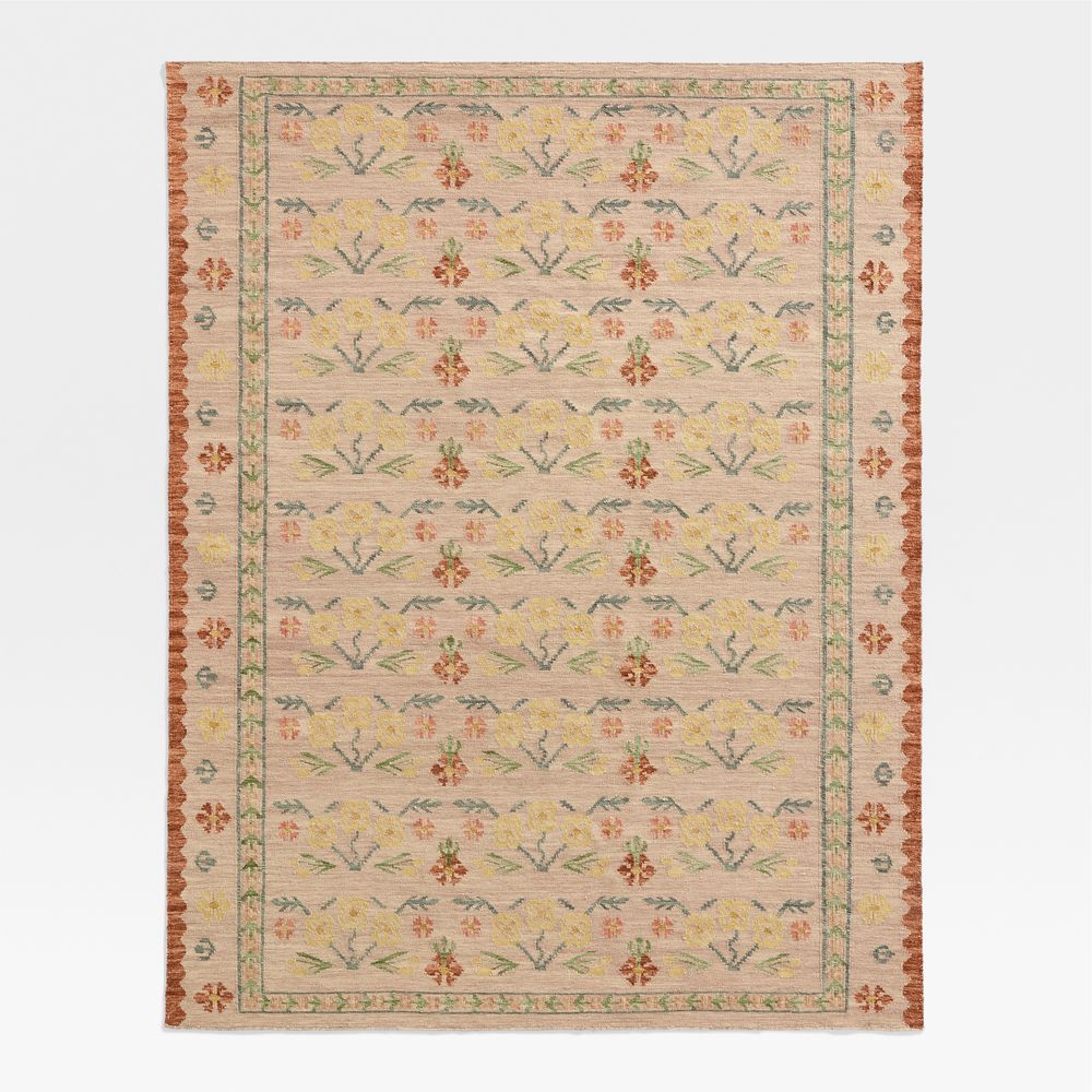 Tansie Floral Kilim Purple Wool and Cotton Kids Area Rug by Sharland England