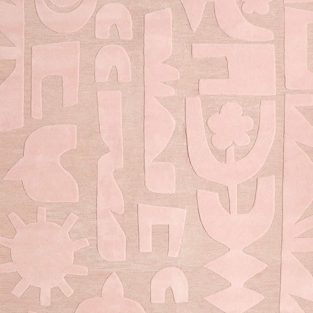 Geometric Cutout Pink Geometric Wool Kids 12"x18" Rug Swatch