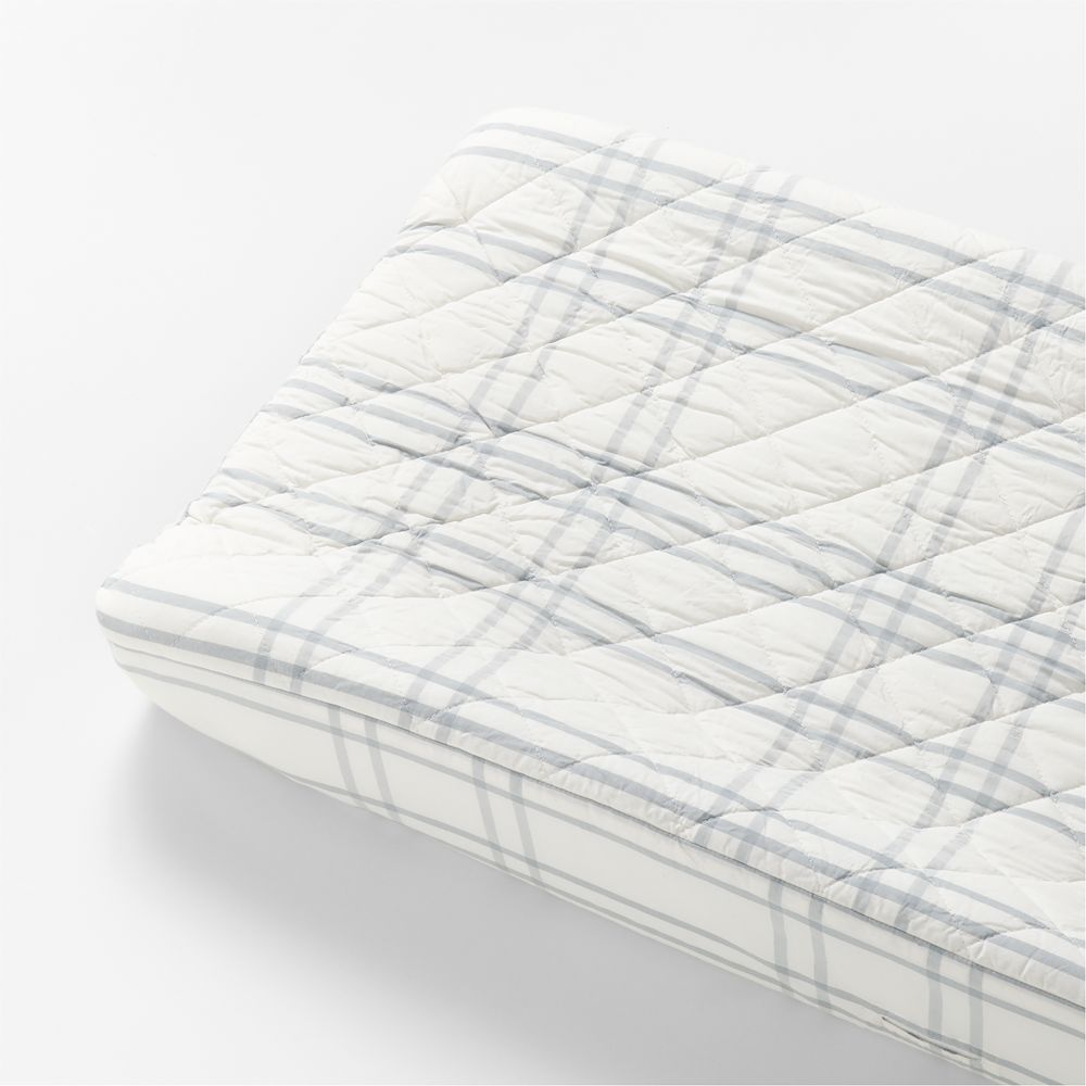 Stax Mist Blue Organic Cotton Baby Changing Pad Cover