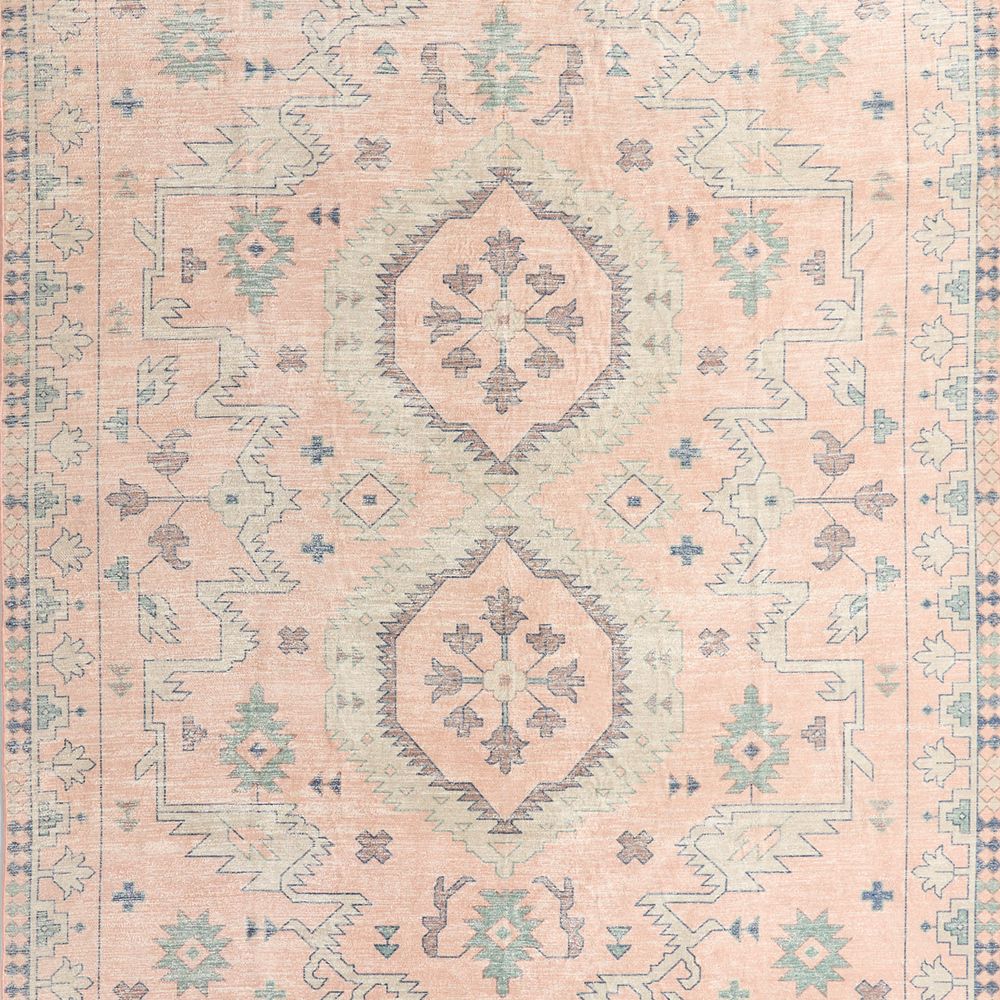 Ember Pink Floral Washable Kids 12"x18" Rug Swatch
