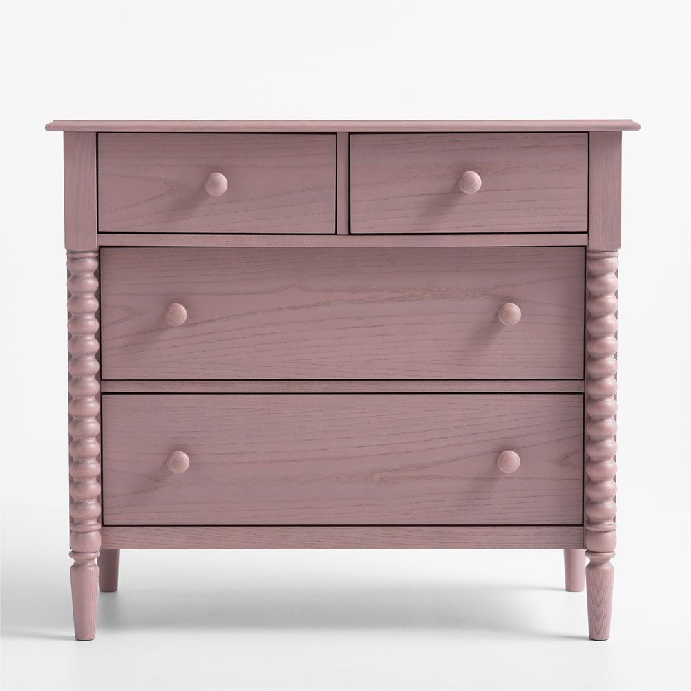 Jenny Lind 37" Dyed Lilac Rose Wood Narrow 4-Drawer Kids Dresser