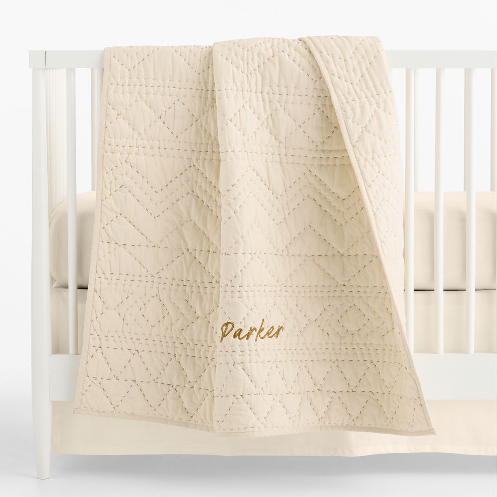 Heirloom Stitched Undyed 100% Organic Cotton Baby Crib Quilt