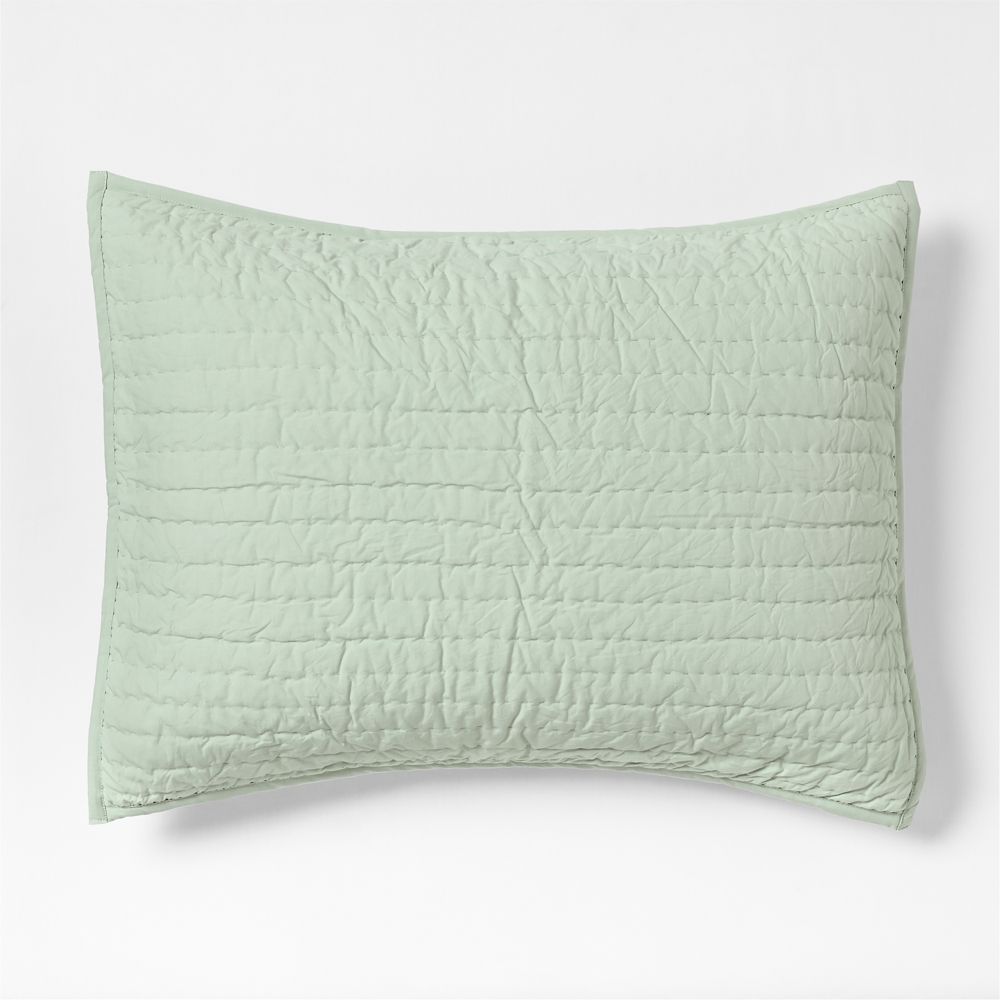 Cozy Cloud Muted Teal Washed Organic Cotton Kids Quilted Pillow Sham