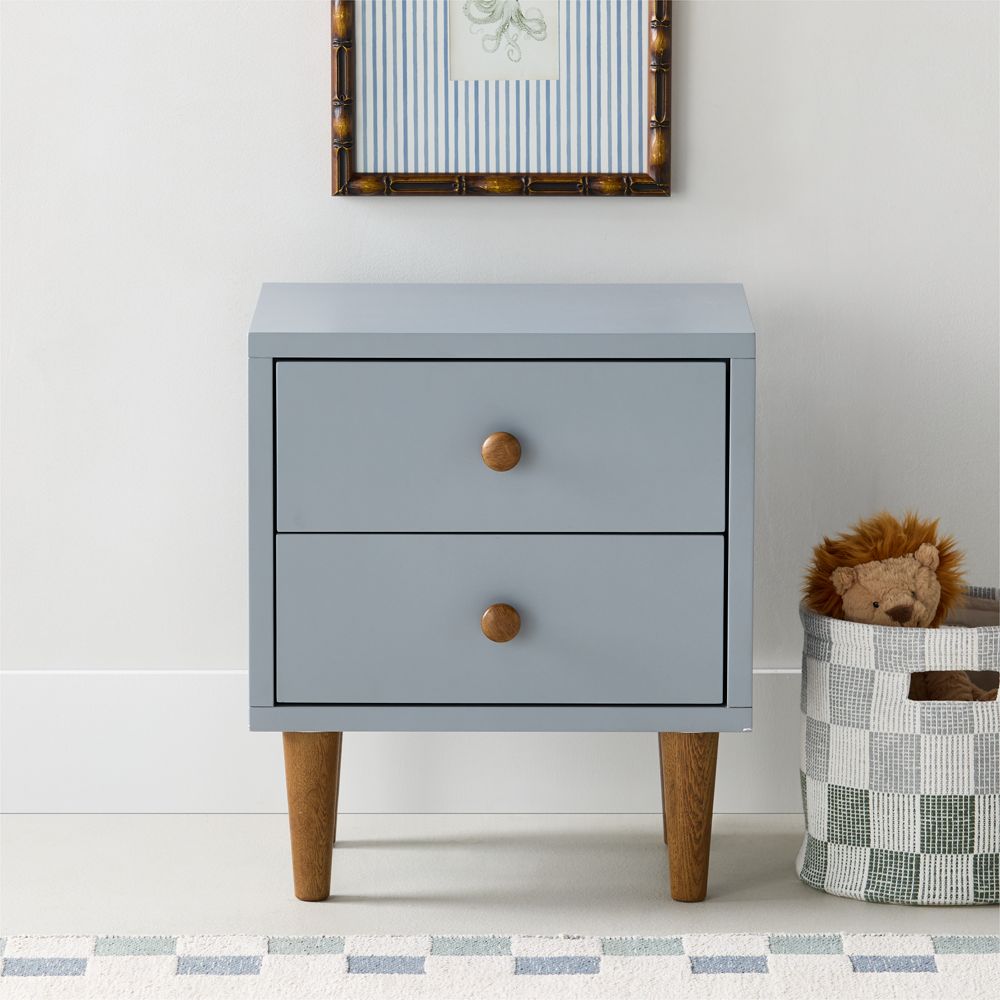 Finn 20" Mist Blue Wood 2-Drawer Kids Nightstand