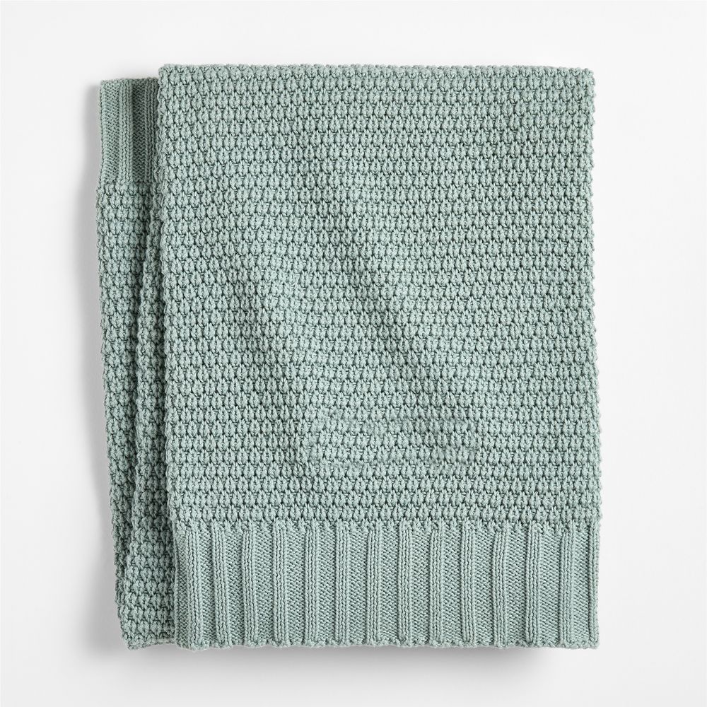 Bubble Knit Verte Green Organic Cotton Baby Stroller Blanket