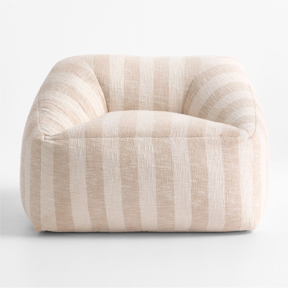 Charlie Stone Tan Striped Organic Cotton Kids Lounge Chair
