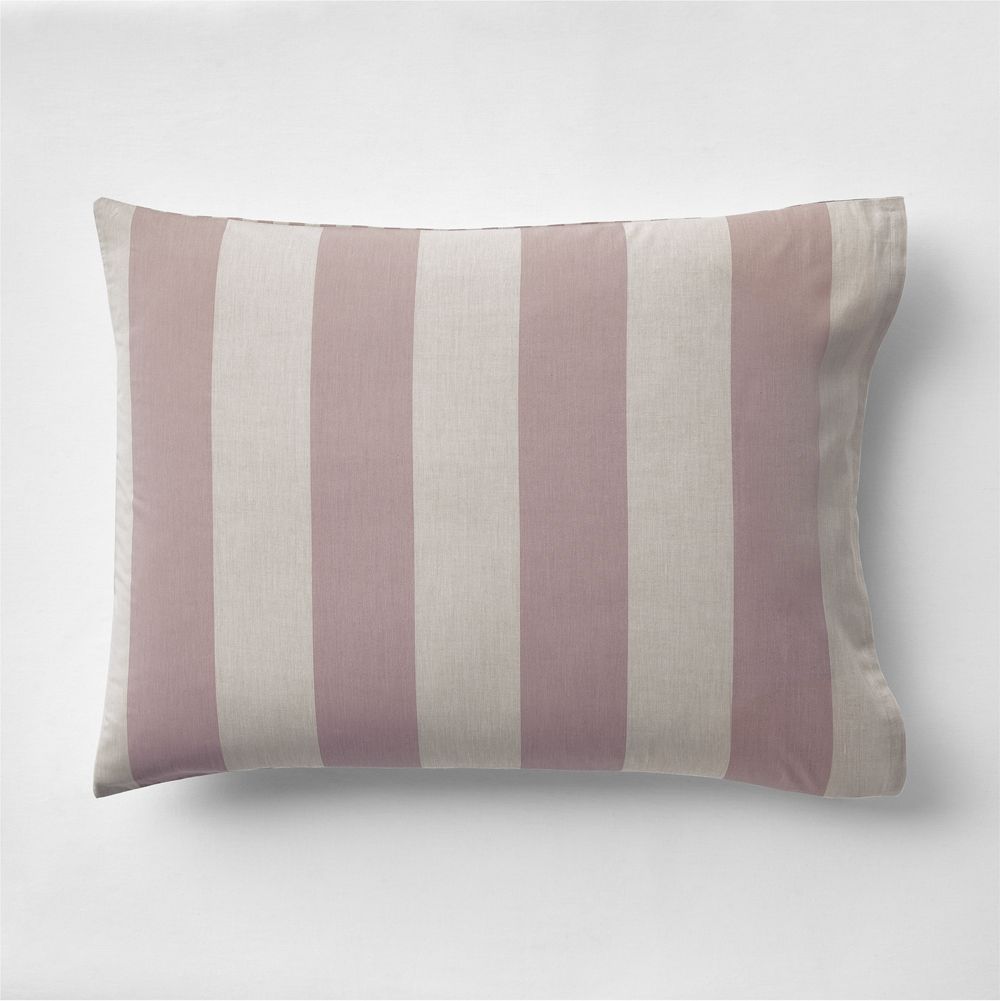 Riviera Plum Rose and Oatmeal Reversible Stripe Organic Cotton Kids Pillow Sham