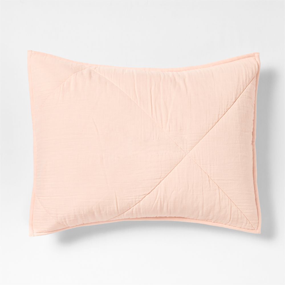 Supersoft Pale Pink Quilted Organic Cotton Gauze Kids Pillow Sham