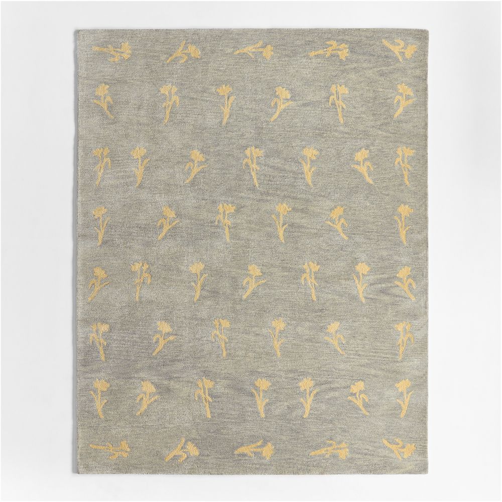 Lupin Mist Blue Floral Kids Wool Area Rug