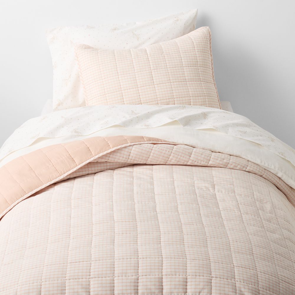 Pink Windowpane Plaid Kids Quilt