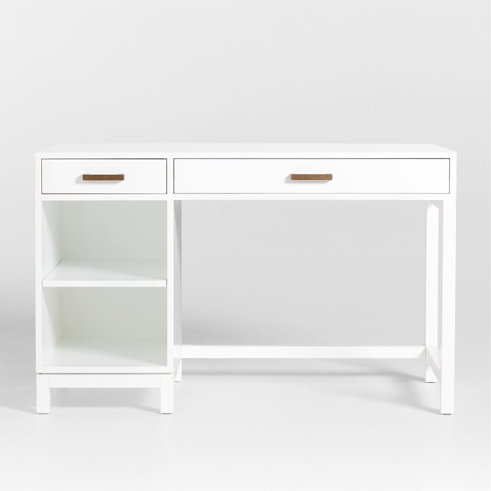 Parke 48" White Wood 2-Drawer Kids Desk