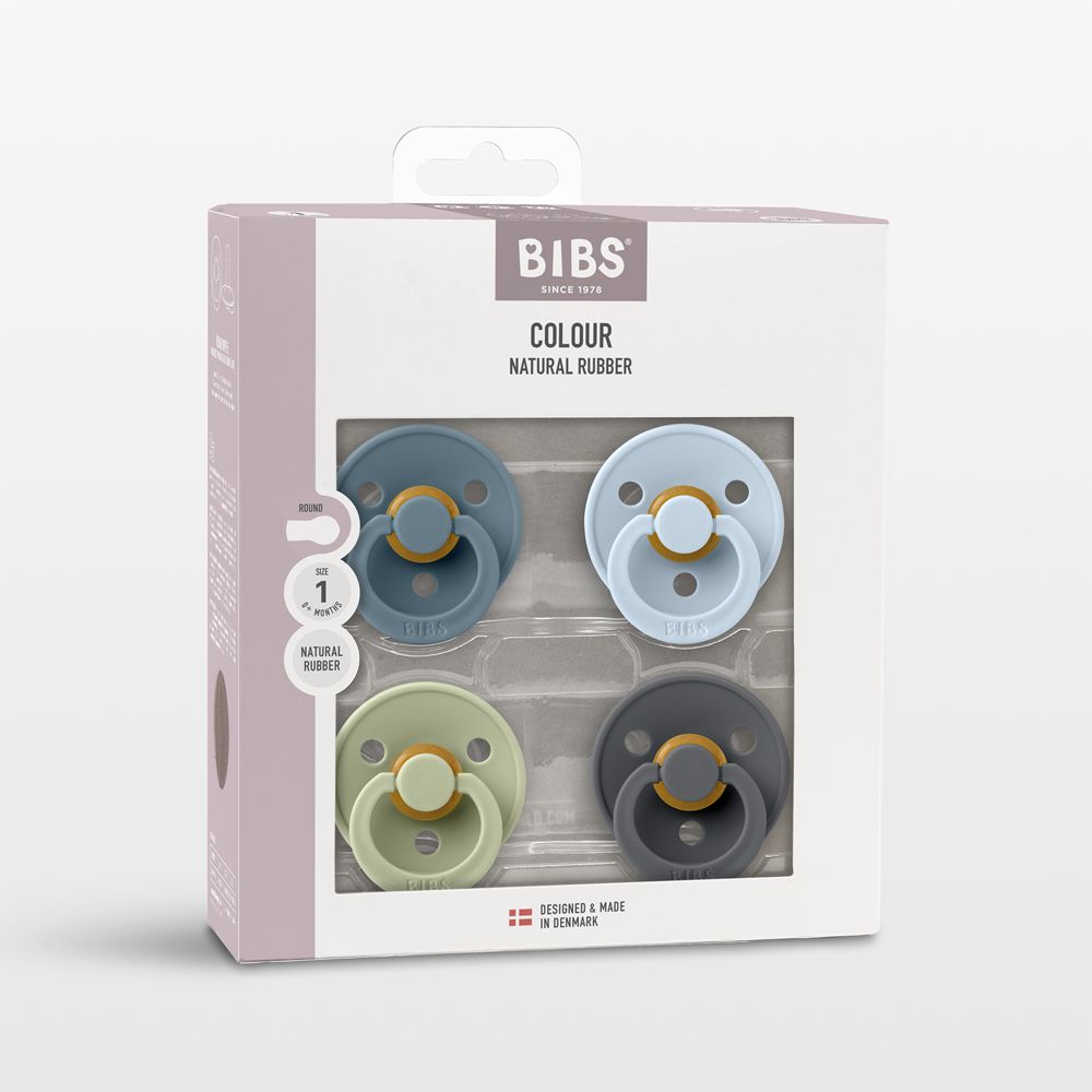 BIBS Colour Blue-Hued Size 1 Latex Pacifiers, Set of 4