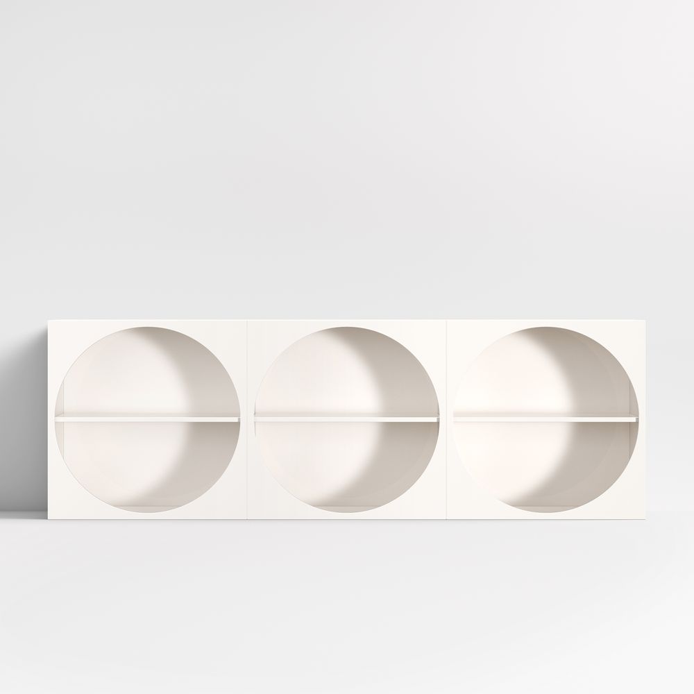 Twiggy 90" Modular Glossy Ivory Kids Open Bookcases, Set of 3