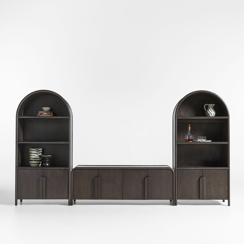 Annie 149" Charcoal Brown Wood Storage Media Console Set by Leanne Ford