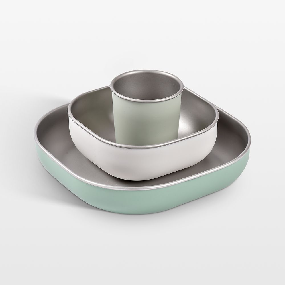 BEABA Sage Green Stainless Steel Baby Meal Set