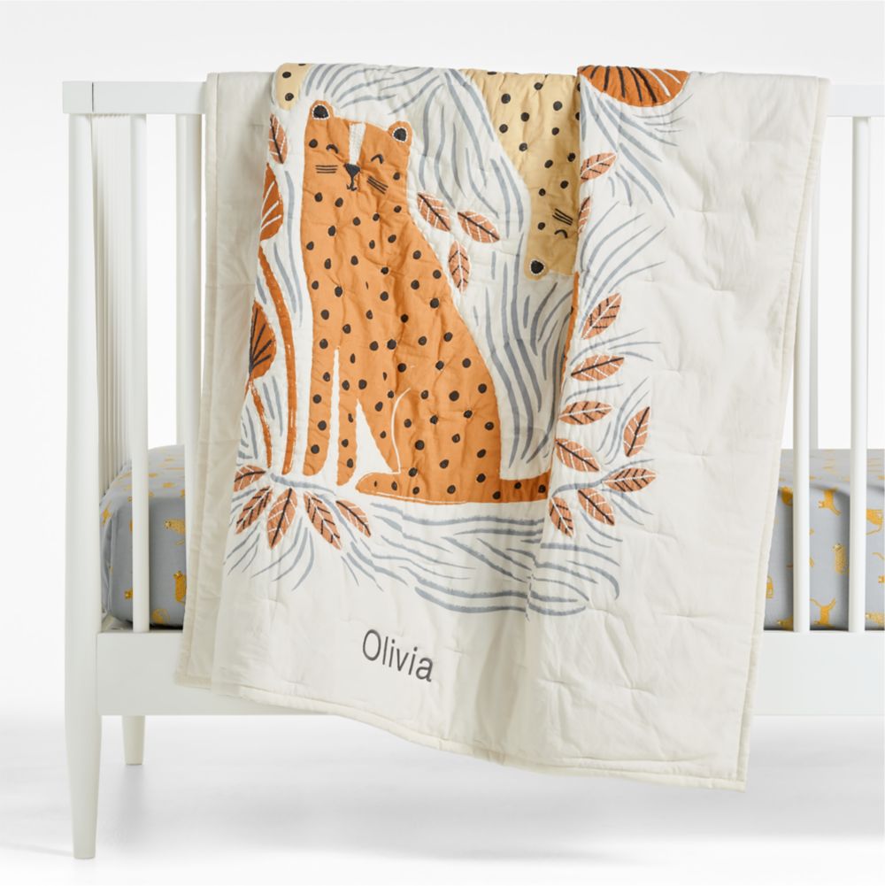 Little Leopards 100% Organic Cotton Baby Crib Quilt