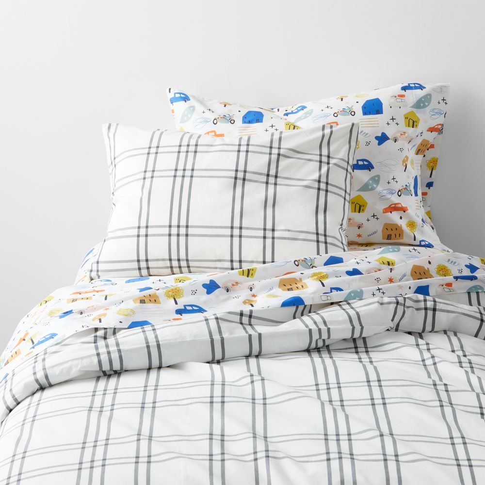 Stax Grey Organic Cotton Kids Duvet Cover