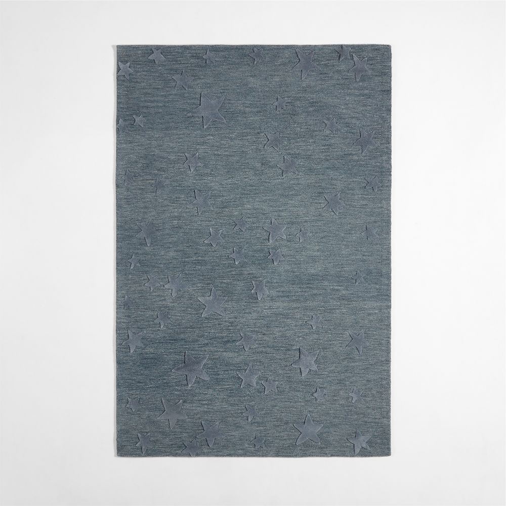 Modern Star Wool Slate Blue Kids Area Rug