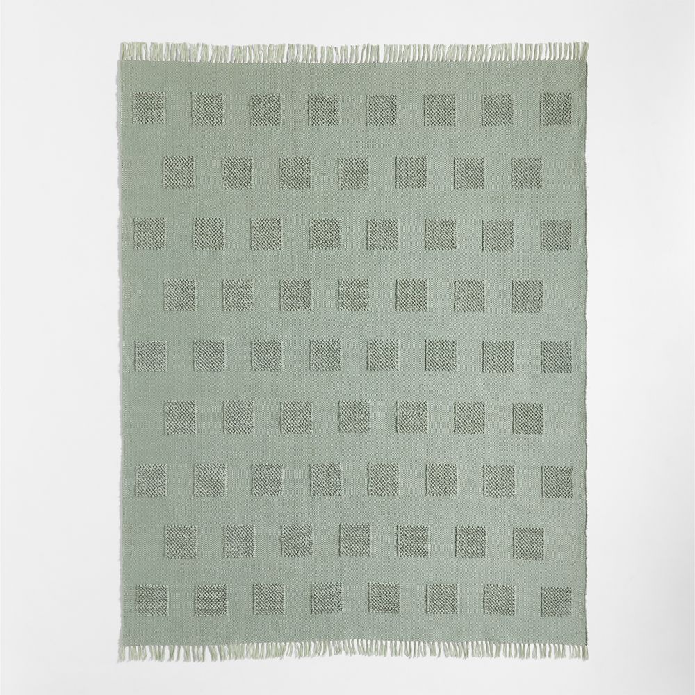 Hi/Low Square Verte Green Flatweave Kids Performance Area Rug