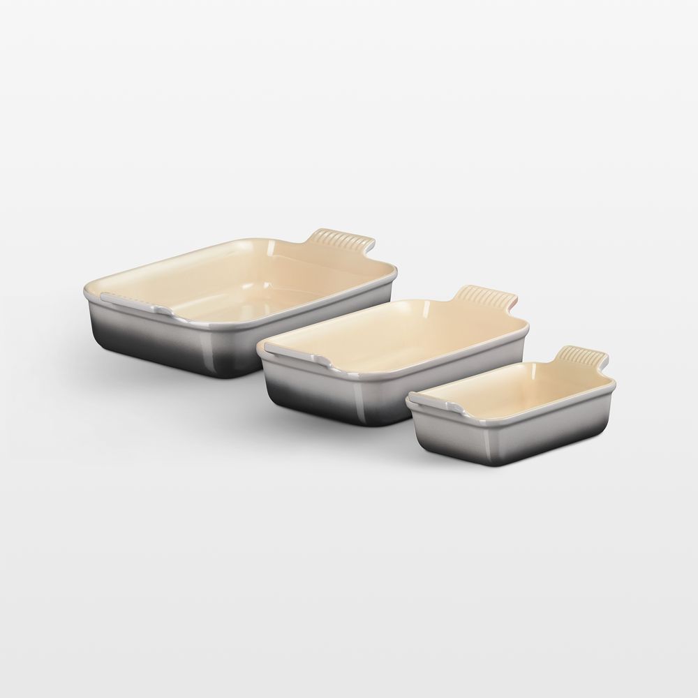 Le Creuset Heritage Oyster Stoneware 3-Piece Rectangular Baking Dishes Set