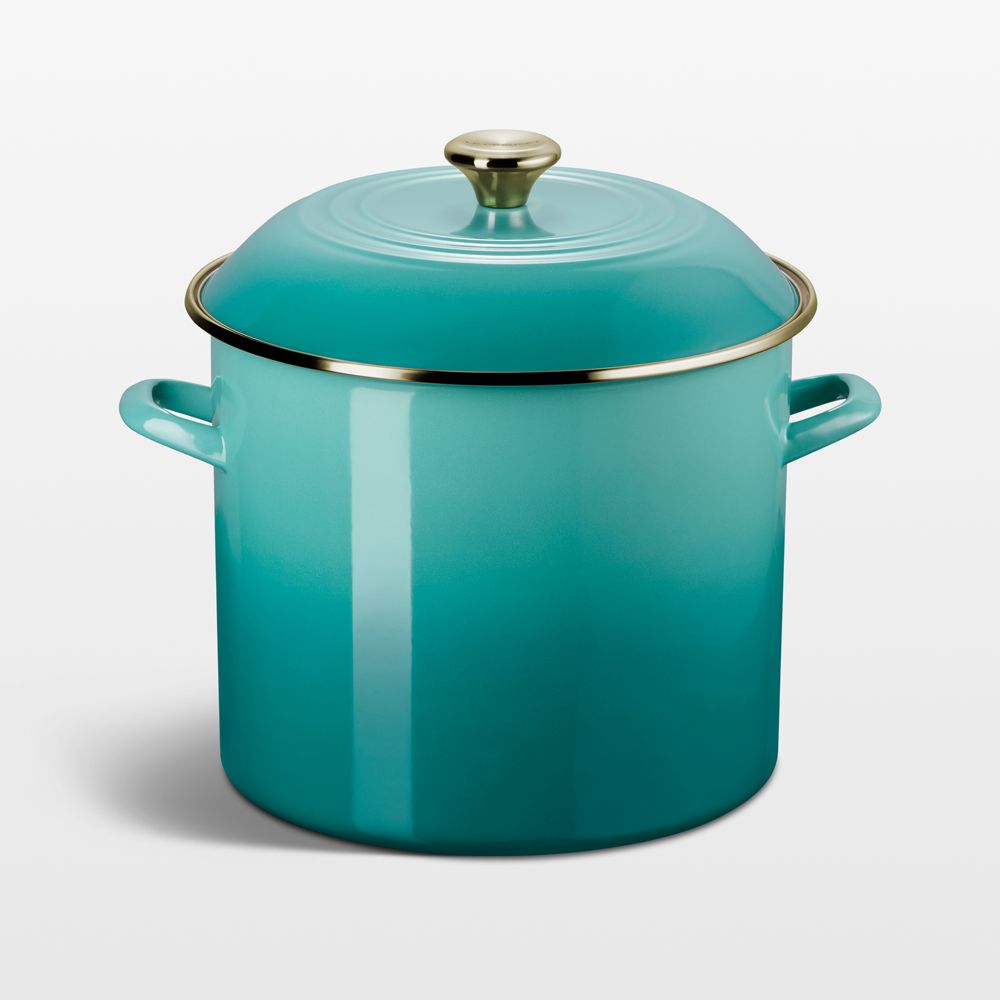 Le Creuset 12-Qt. Riviera Enameled Steel Stock Pot with Stainless Steel Knob