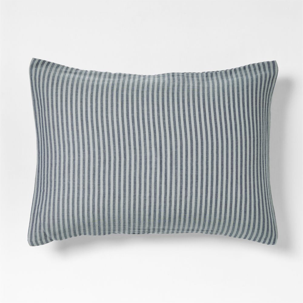 Supersoft Deep Indigo Striped Organic Cotton Gauze Kids Pillow Sham