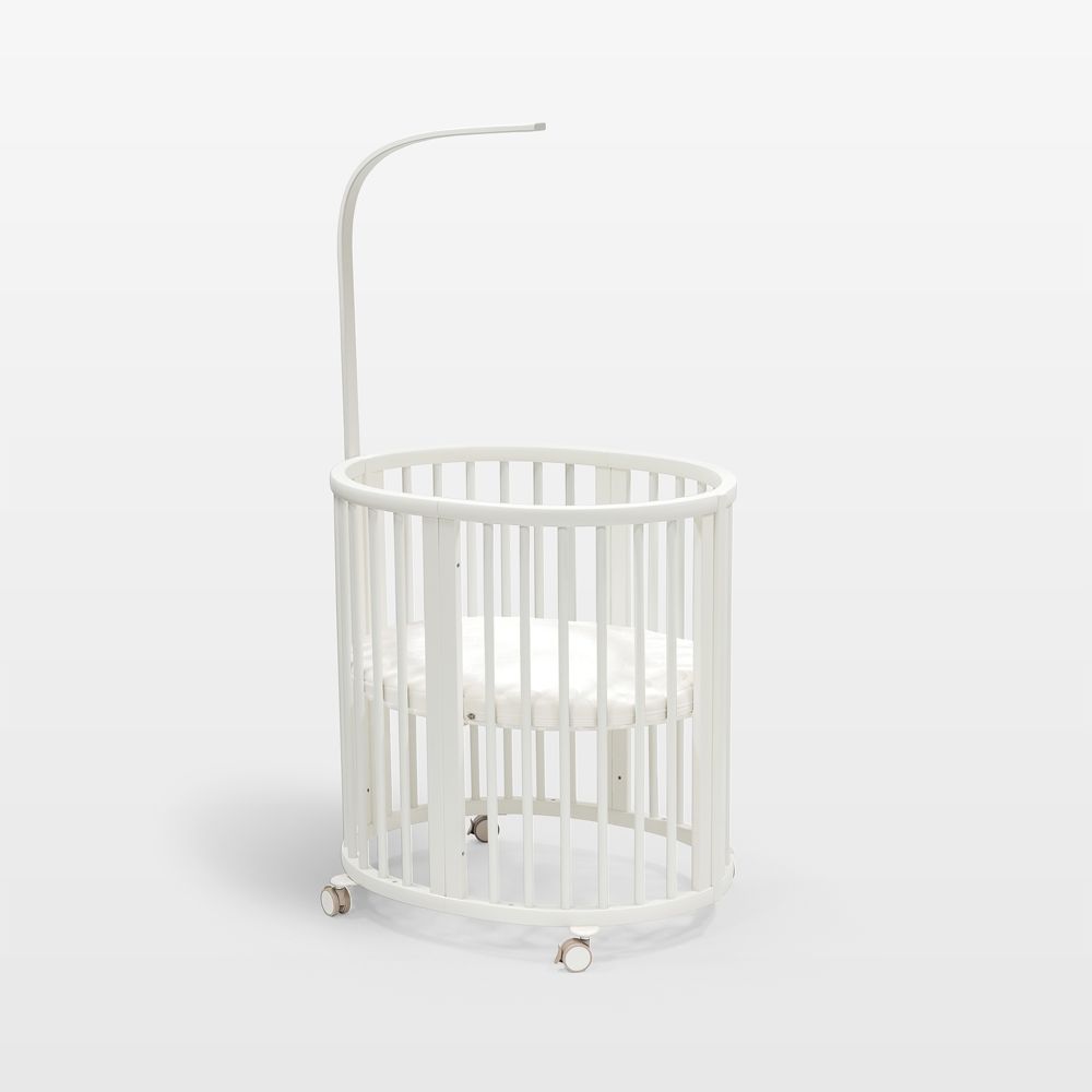 Stokke Sleepi White Wood Convertible Mini Crib with Mattress