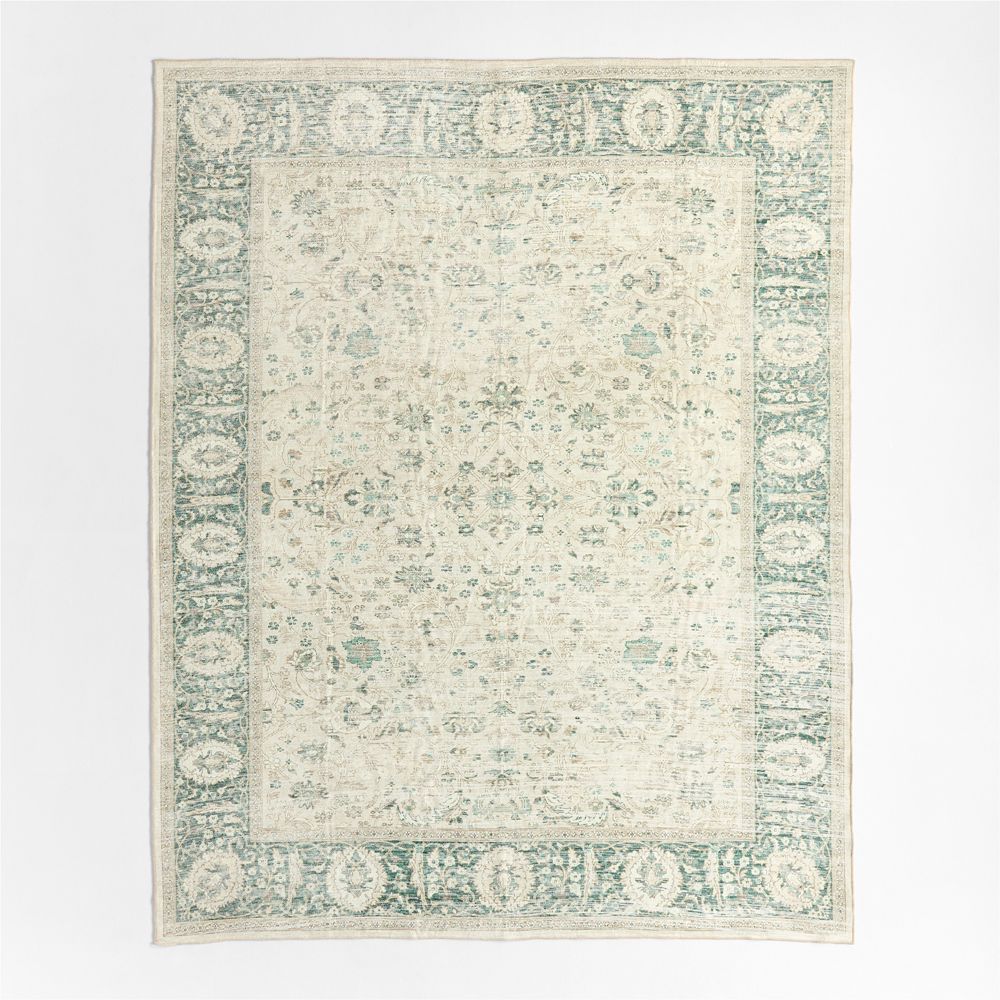 Sadira Green Floral Washable Area Rug