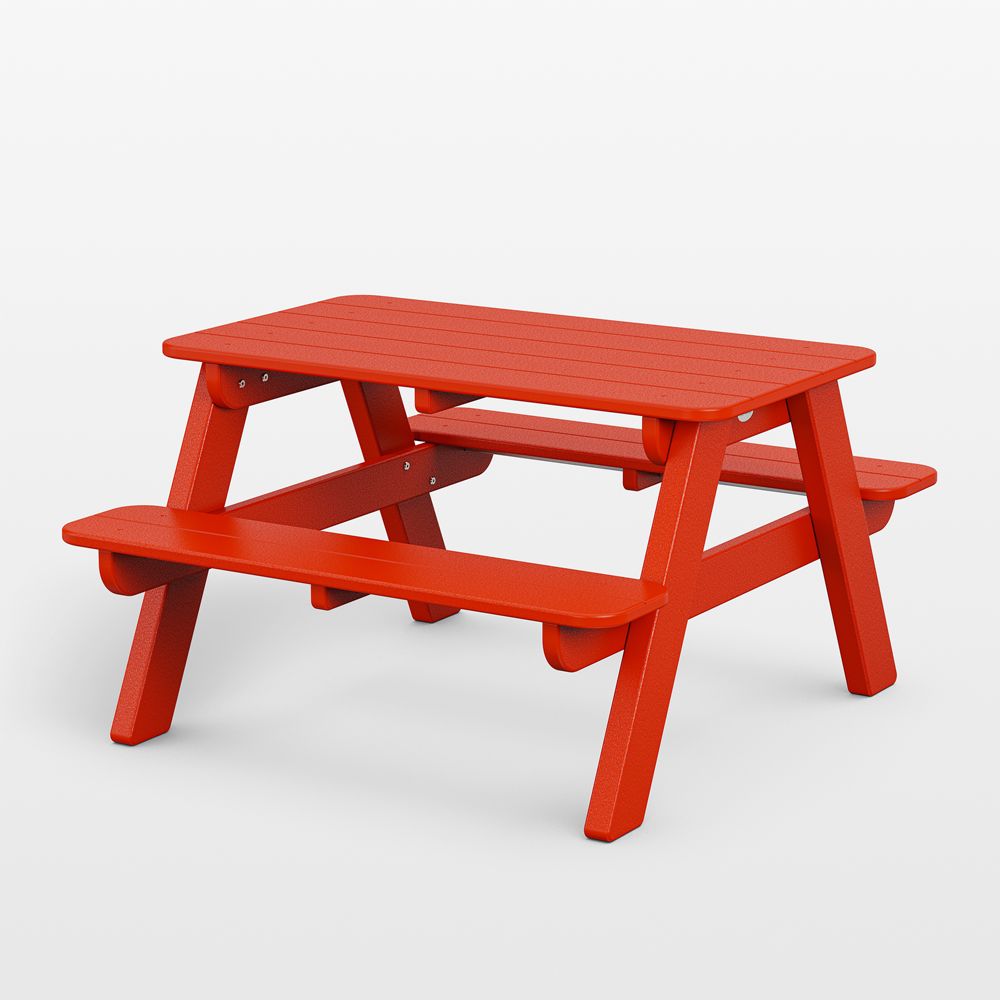 Sunset Red Outdoor Kids Picnic Table by POLYWOOD 