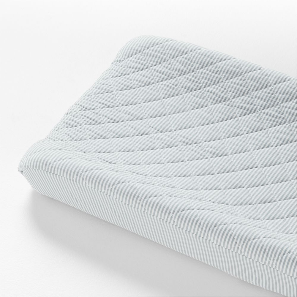 Comfy Tee Whisper Stripe Blue Organic Cotton Jersey Baby Changing Pad Cover