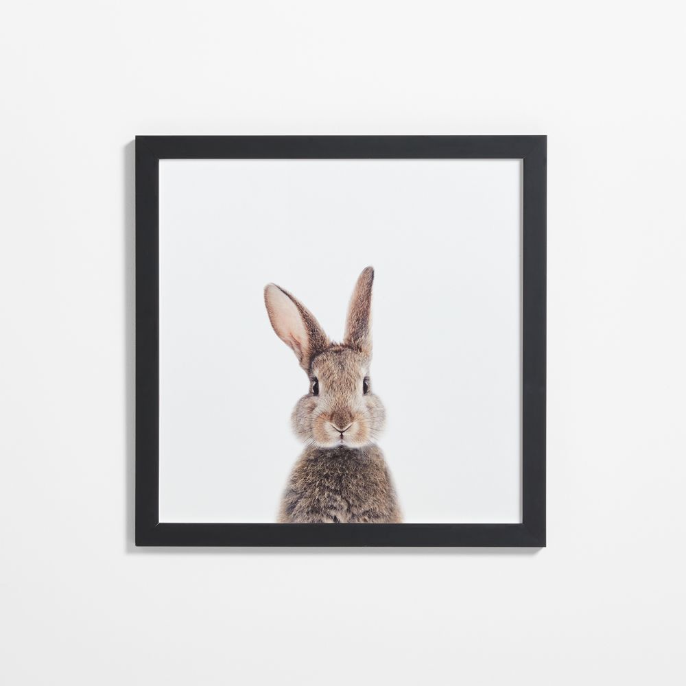 Baby Bunny Black Wood Framed Wall Art Print